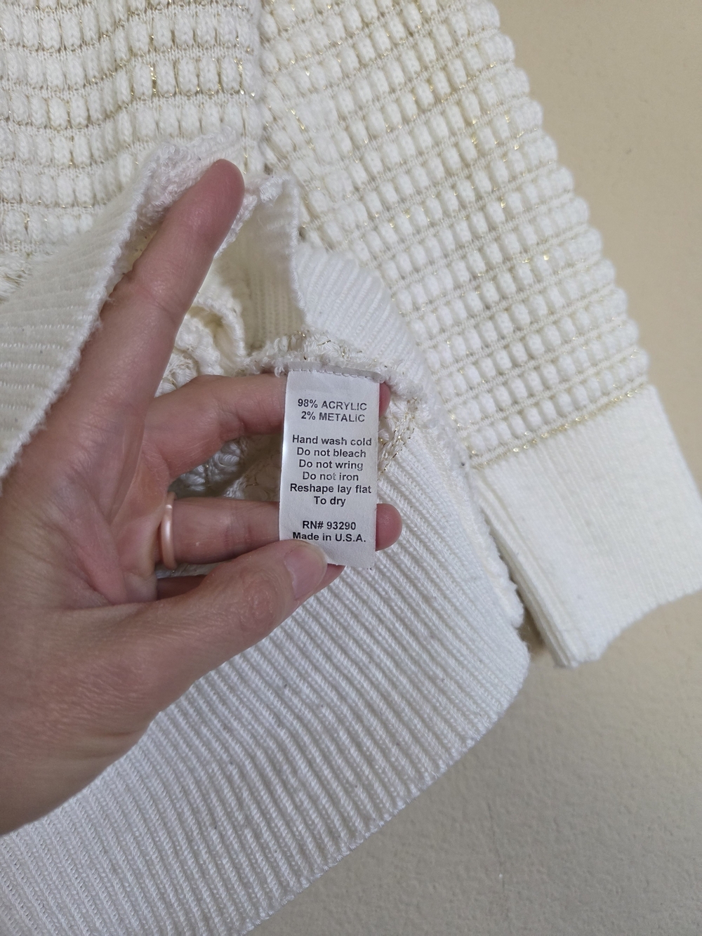 American Rag Off-White Textured V-Neck Button Cardigan - Picture 7 of 8